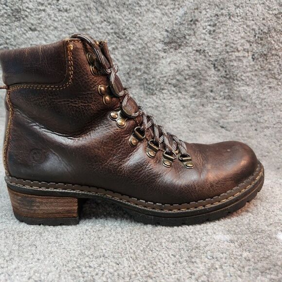 Born Concepts Chunky Boots Womens Size 8 Brown Leather Biker Lace Up Block Heel - Picture 4 of 15